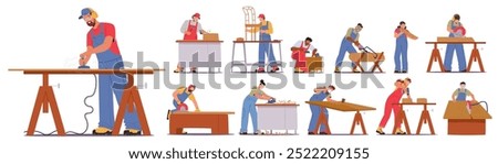 Similar – Image, Stock Photo Male carpenter working with wood in garage