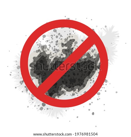 Stop sign black mold shows the fight against a poisonous fungus that harms people's health. The illustration is isolated on a white background. Can be used for disinfection as a sticker