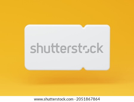 White 3d coupon frame on a yellow background. Illustration of a coupon ticket with an empty form. Layout of realistic. 3d rendering