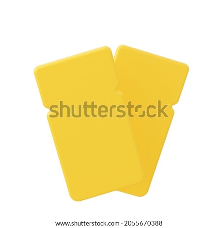 Two yellow coupons isolated on white background. 3d rendering. Imagine de stoc © 