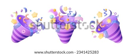 Party Popper Emoji. Confetti fireworks for the event happy birthday, victory concept, winner prize. Vector illustration.