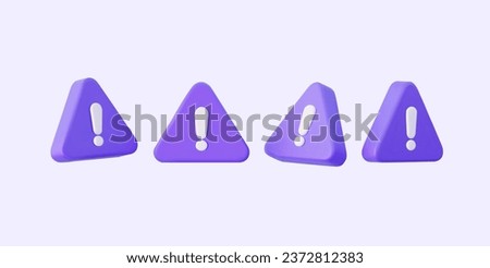 Realistics caution purple triangle symbol. For notifications of danger, an important message, calls, or system failures. 