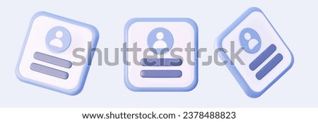 Set 3d user icon avatar. User interface account. Vector illustration.