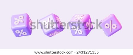 Set 3D cubes with percent. Vector illustration