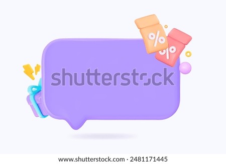 3d speech bubble with an empty space for text. Special offer price sign.