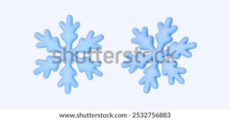 Festive blue 3D snowflake icon, an element for Christmas and New Year and seasonal holidays