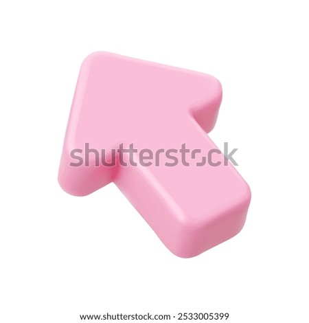 Pink 3D mouse pointer. The white background pointer symbolizes help in finding direction on a monitor, in the context of computer technology and digital. Vector icon illustration