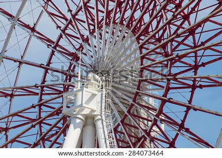 Colorful Ferris wheels of Palette Town , Odaiba, Tokyo, Japan - 17 May 2015: Palette Town is a group of shopping and commercial facilities, and one of the world\'s largest Ferris wheels.