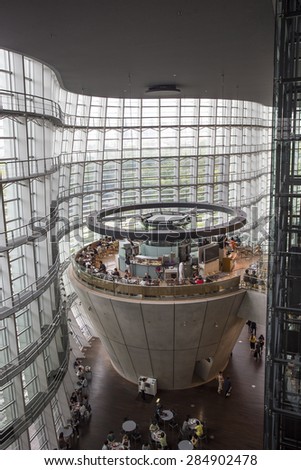 Interior of The National Art Center, Tokyo - 18 May 2015: It is a museum in Roppongi. The architect for the museum was Kisho Kurokawa. The facility has 47,960 mÂ² of floor space on a 30,000 mÂ² site.