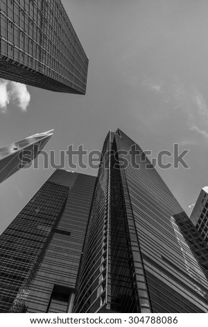 Citibank Plaza from low angle in Black and White, Central, Hong Kong- 2 ...