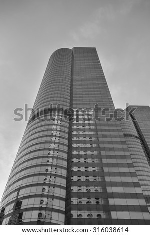 Exchange Square in Black and White, Central, Hong Kong - 6 Sep 2015: Exchange Square is the home of the Stock Exchange of Hong Kong.