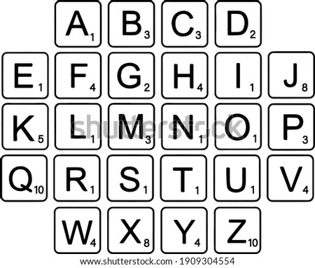 Scrabble Letter Font Tiles Vector File Illustration