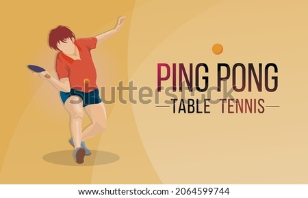 A young player is playing table tennis. Abstract background. Ping Pong.