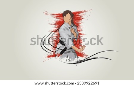 Abstract vector image of a woman in a kimono. Illustration.