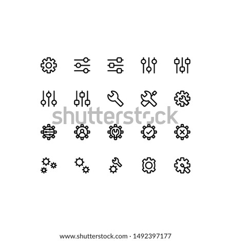 Set of option, user experience, control, setting outline style icon - vector