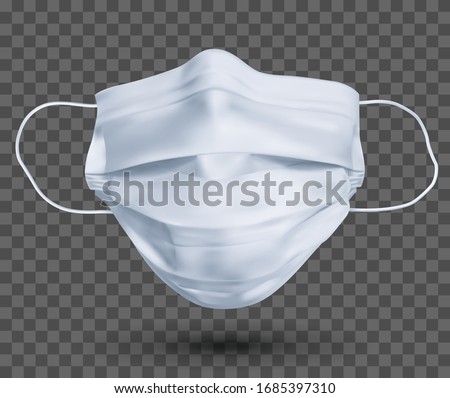 Protective face mask or medical mask. To protect coronavirus and infection. Medical mask isolated on transparent background. Realistic vector illustration