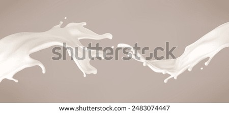 Milk splashes. Natural dairy product, yogurt or cream splash with flying drops. Realistic Vector illustration