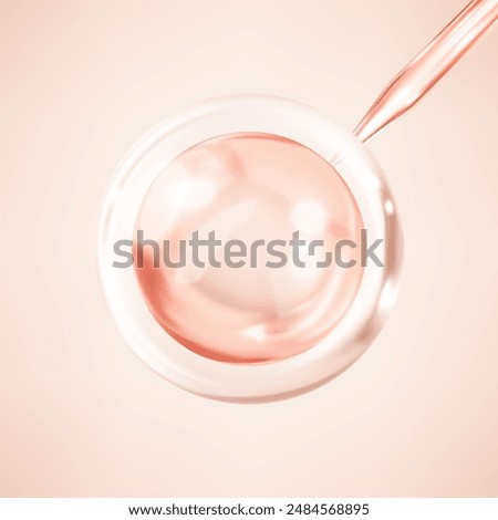 Cosmetic essence with pipette. Cosmetic liquid oil drop. Collagen serum or essence drop. Concept skincare cosmetics solution. Vector 3d illustration