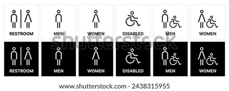 Gender symbol icon. Restroom for Men, Women and Disabled .simple line pictogram vector. linear restroom signage. WC sign symbol.