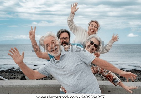 Similar – Image, Stock Photo Person at seaside on cloudy day