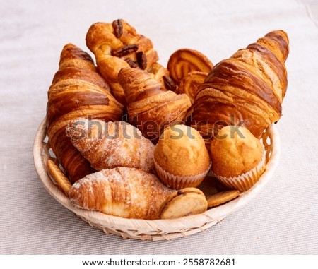 Similar – Image, Stock Photo Various sweet bakery products in basket