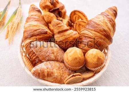 Similar – Image, Stock Photo Various sweet bakery products in basket