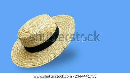 Similar – Image, Stock Photo Tourist with straw hat in rear view photographs a sailing ship in Brittany at the sea between rocks