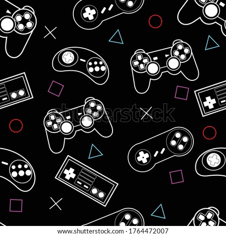 abstract stick game console icons seamless pattern