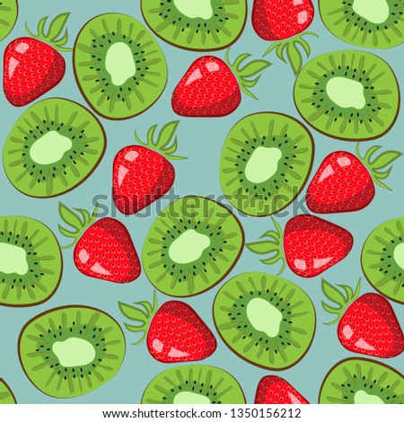 Vector strawberry and kivi pattern