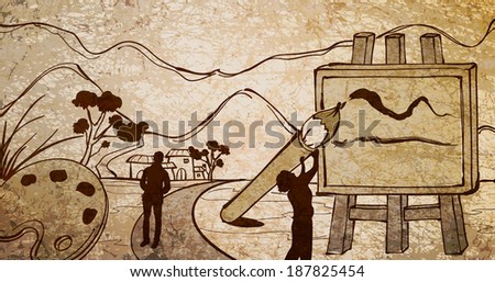 Illustration of figures painting
