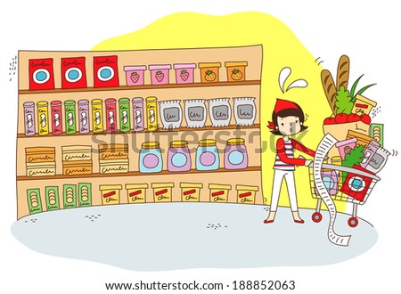Illustration of shopping food cart