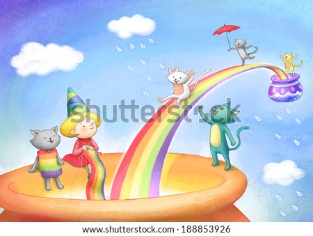 Illustration of childhood cartoon animals