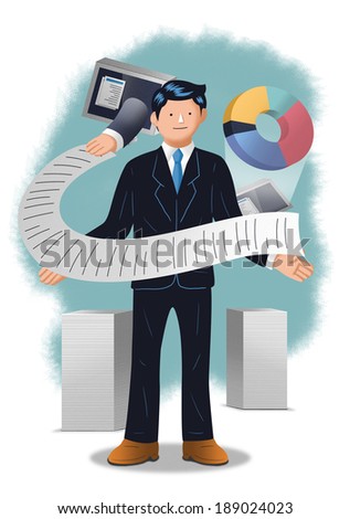 businessman and business through information and statistics