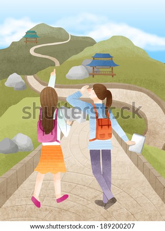 Illustration of hiking