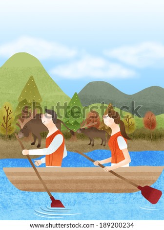 Illustration of rowing