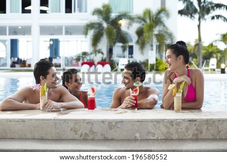 the image of people drinking cocktails in swimming pool, Boracay in Philippine