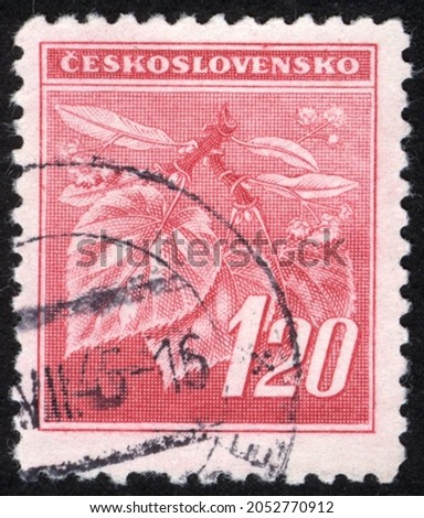 Postage stamps of the Czechoslovakia. Stamp printed in the Czechoslovakia. Stamp printed by Czechoslovakia. Foto stock © 
