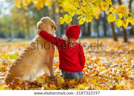 Similar – Image, Stock Photo Child happy between two dogs