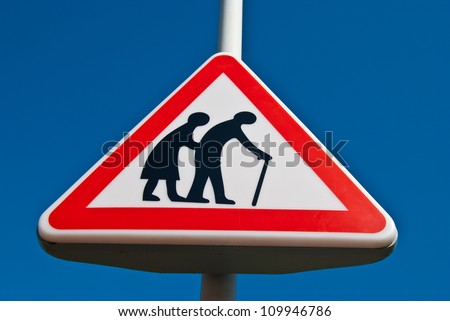 traffic sign for paying attention for elderly people