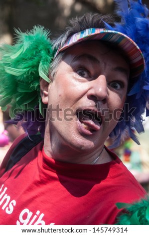 COLOGNE, GERMANY - JULY 7: costumed people at the CSD (Gay Pride Parade called Christopher Street Day) in Cologne on July 7, 2013