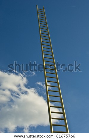 long golden ladder reaching up into the sky