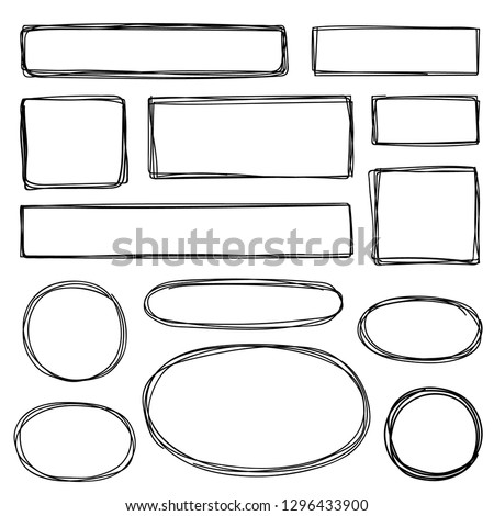 Set of hand drawn elements for selecting text. Pen tool. 