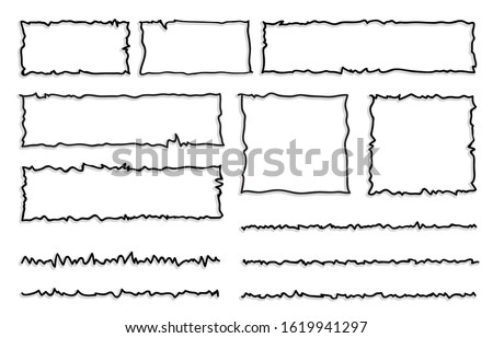 Hand drawn frames with ragged edges . Uneven lines. Vector file, EPS 10