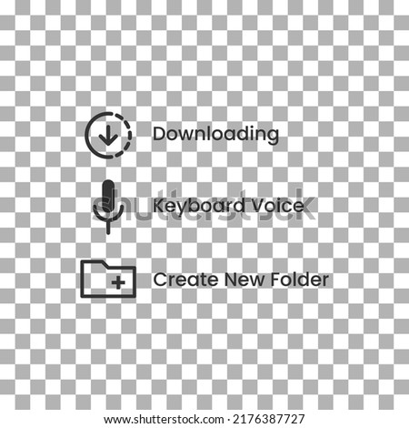 vector icon of simple forms of downloading, keyboard voice and create new folder