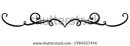 Simple vector curl element for text separation and page design, menu, product design. Drawing with rounded lines and wavy lines for greeting product - holidays, Valentine's day, March 8, birthday