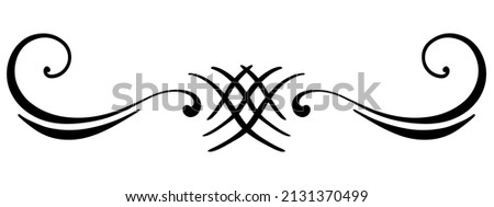 Vector Separator for text with wavy lines and dots at the end. Romantic pattern for greeting product. Linear black drawing for holidays, Valentine's day, March 8, birthday, mother day. 