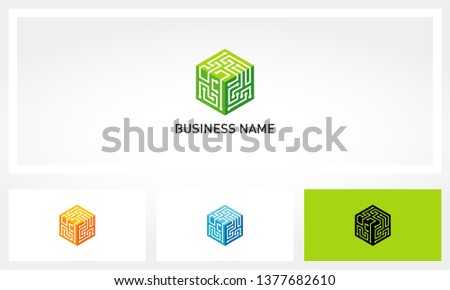 Node Digital Circuit Cube Box Logo