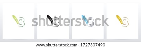 Feather Quill On Letter Logo Design B