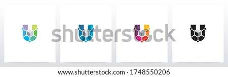 Cube With Nodes On Letter Logo Design U