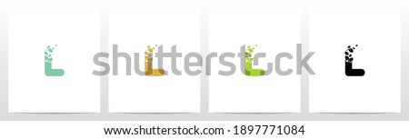 Letter Eroded Into Leaf Letter Logo Design L Foto stock © 